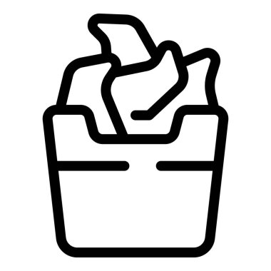 Kağıt dolu bir çöp tenekesini temsil eden basit cesur taslak simgesi, dosyaların silinmesini sembolize ediyor