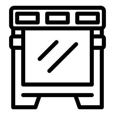 Cam kapılı profesyonel bir fırının basit siyah taslak ikonu, pişirme ve pişirme kavramlarını temsil etmek için mükemmel.