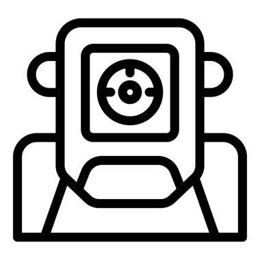 Yapay zekayı temsil eden bir hedef sistemi olan bir robot kafasının çizgi resim simgesi