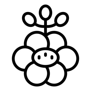 Yuvarlak taç yapraklarıyla açan bir çiçeğin basit siyah beyaz çizgisi.