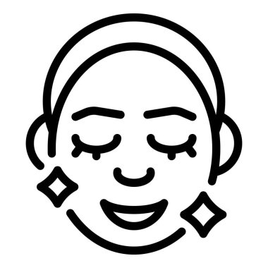 Cilt rutininin tadını çıkaran gözleri kapalı bir kadının çizgi simgesi.