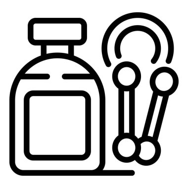 Vücut geliştirme çalışması için iki dambılın yanında duran spor beslenme şişesi.