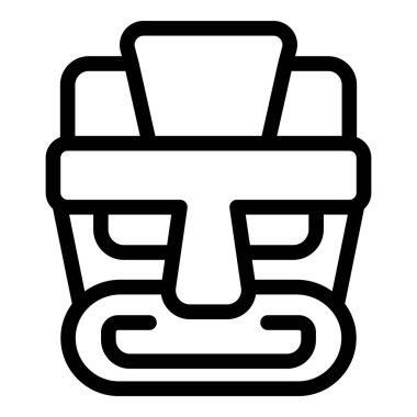 Bir tiki maskesinin basit siyah beyaz simgesi, seyahat, kültür veya tarih projeleri için mükemmel