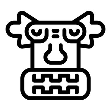 Antik bir Maya maskesinin çizgi sanatı tasviri ruhani inançları ve kültürel mirası temsil ediyor.