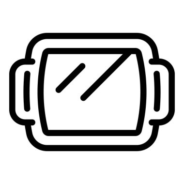 Bu basit siyah ve beyaz simge bir fırın tavasını temsil ediyor, pişirme meraklıları için bir kap