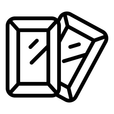 Zümrüt ve asscher gibi görünen iki farklı elmas kesiminin çizgi sanat simgesi.