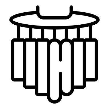 Kapalı bir ksilofonda ahşap parmaklıklar asılı ve bir müzisyen tarafından çalınmayı bekliyor.