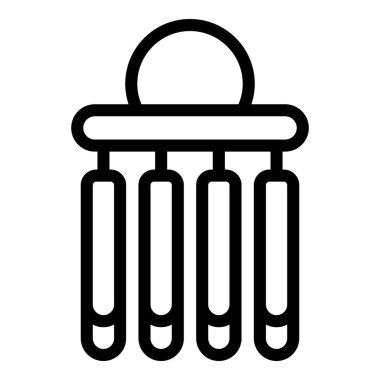 Dekorasyon için asılı rüzgar çanlarını temsil eden basit siyah ve beyaz çizgi simgesi biçimi grafiği