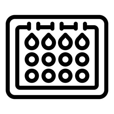 Adet takviminin basit siyah beyaz simgesi, periyot takibini temsil etmek için kullanışlı