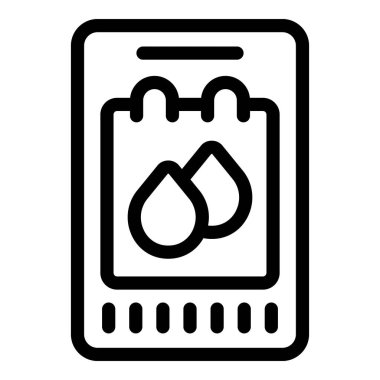 Mobil uygulama takvimde su damlası damlatma tarihli adet döngüsünü gösteriyor