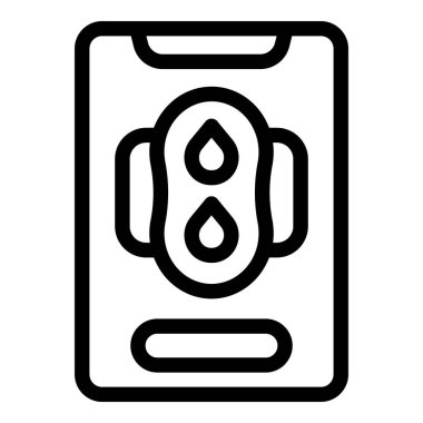 Akıllı telefon uygulaması adet döngüsünü takip ediyor ve bir hijyenik ped simgesi gösteriyor