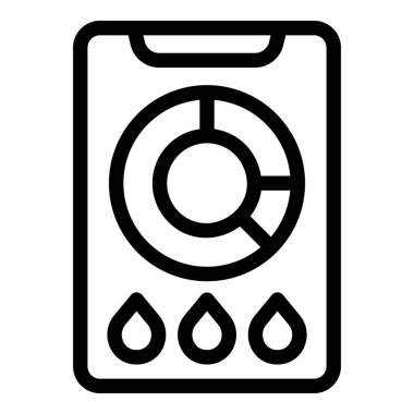 Bir akıllı telefonun satır simgesi bir pasta grafiğini ve aşağıda mobil iş analizini temsil eden üç seçeneği gösterir