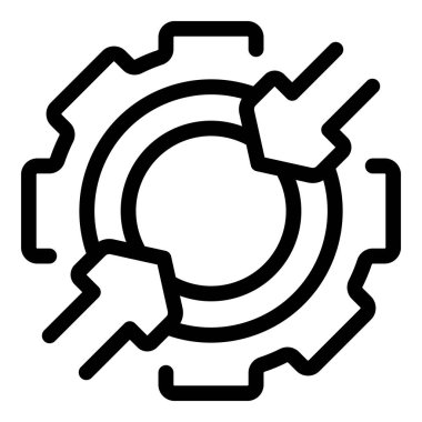 Merkezine doğru yaklaşan okları olan çarkın basit ama güçlü görüntüsü, problem çözme ve hedeflere ulaşma yönündeki yoğun çabayı sembolize ediyor.