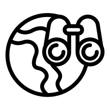 Dünya gezegenini araştıran ve keşfeden dürbünlerin çizgi sanat simgesi