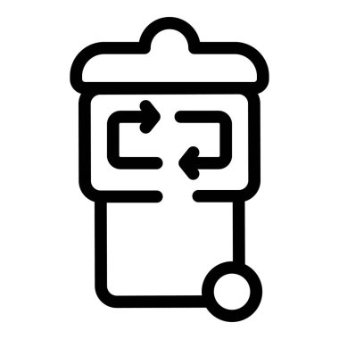 Oklu bir geri dönüşüm kutusunun basit siyah beyaz simgesi, çevresel sorumluluk ve atık yönetimi teşvik ediyor