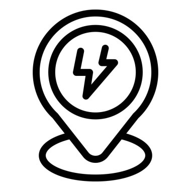 Elektrikli taşıt şarj istasyonunun konumunu temsil eden siyah ana hat simgesi