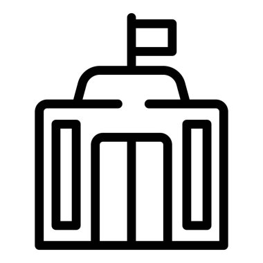 Bayrak dalgalandıran bir hükümet binasının basit siyah beyaz simgesi