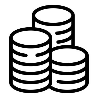 Üç madeni para yığınından oluşan basit çizgi sanat simgesi büyümeyi sembolize ederek boyutunu arttırıyor.