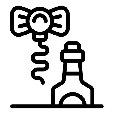 Papyonlu tirbuşon bir şişe şarap açıyor. Şenlikli bir kutlama öneriyor.