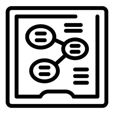 Çizgiler ve dairelerle bağlantıları gösteren bir iş planının siyah ve beyaz simgesi