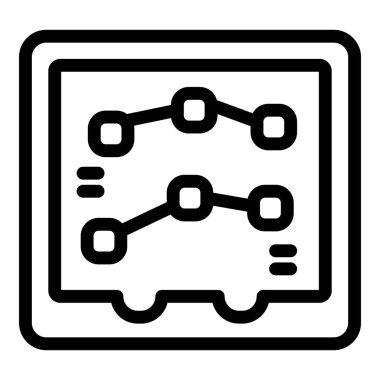 Piyasa analizi ve iş büyümesini temsil eden, iki çizgi grafikleri gösteren bir tabletin çizgi resim simgesi