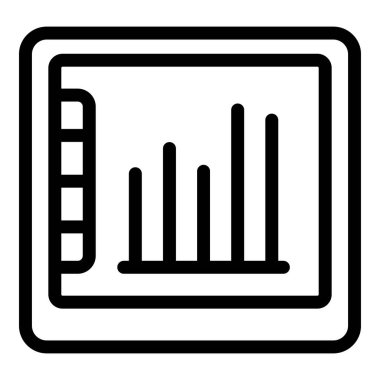 Artan değerlere sahip bir bar tabletini gösteren, pozitif iş eğilimlerini sembolize eden bir dijital tabletin siyah ana hatlı simgesi