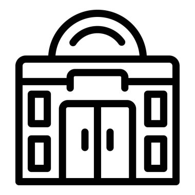 Büyük çift kapılı modern belediye binası vatandaşlara açık.