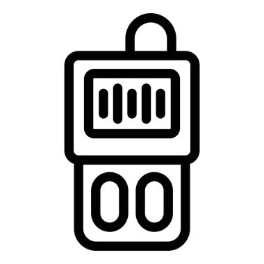 Bir telsizin basit çizgi simgesi, bir anten ile el bilgisayarı iletişim aygıtı