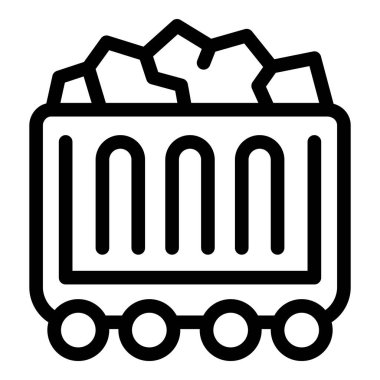 Kömür dolu bir maden arabasının basit, cesur bir simgesi, raylar boyunca ilerliyor.