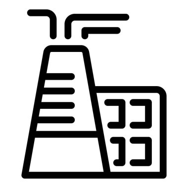 Tüten bacası olan, imalat ve sanayi faaliyetlerini temsil eden bir fabrika binasının çizgi sanat simgesi.