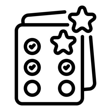 Bir müşteri memnuniyeti anketinin satır simgesi yıldızlar ve kontrol işaretleriyle pozitif geri bildirim gösterir