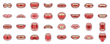 Eklem simgeleri dış hat vektörünü ayarlar. Çocukluk gelişimi. Eğitim kreşi ince çizgi beyazı düz