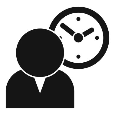 İş adamı zamanını zaman yönetimi ve üretkenliği temsil eden bir saat simgesi ile verimli bir şekilde yönetiyor.