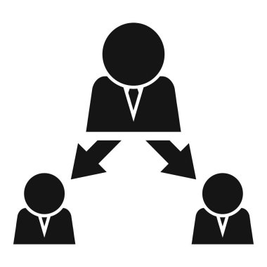 Takım çalışmasını ve iş akışını sembolize ederek, iki çalışana yetki veren yönetici