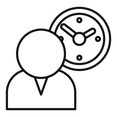 İşadamı zamanını etkili bir şekilde yönetiyor, tıpkı bu ikondaki saat ile tasvir edilen kişi gibi.