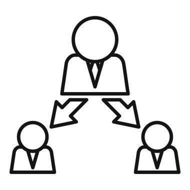 Yöneticinin basit bir sanat simgesi. İki çalışana görev veriyor. Liderliği ve iş akışını simgeliyor.