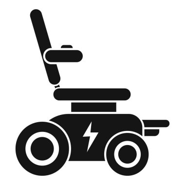 Beyaz arka planda izole edilmiş siyah basit bir tekerlekli sandalye simgesi