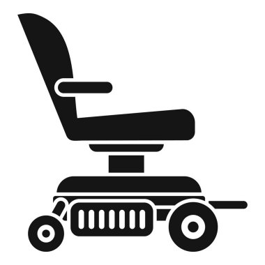 Elektrikli sandalyenin siyah silueti, engelli bireyler için hareket yardımını temsil ediyor.