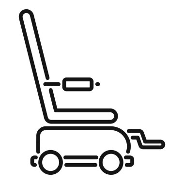 Elektrikli tekerlekli sandalyenin çizgi sanat simgesi, engelli bireyler için ulaşılabilirliği ve hareket kabiliyetini sembolize ediyor