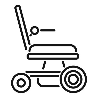 Elektrikli sandalyenin çizgi simgesi, engelliler için hareket ve bağımsızlığın geliştirilmesindeki rolünü vurguluyor