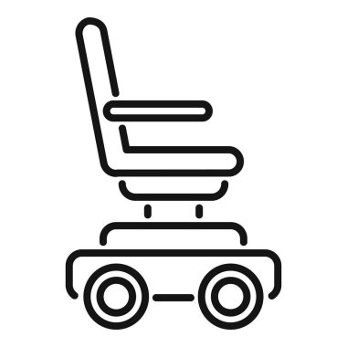 Elektrikli sandalyenin çizgi sanat simgesi, hareket bozukluğu olan bireyler için yardımcı teknolojiyi sembolize ediyor.