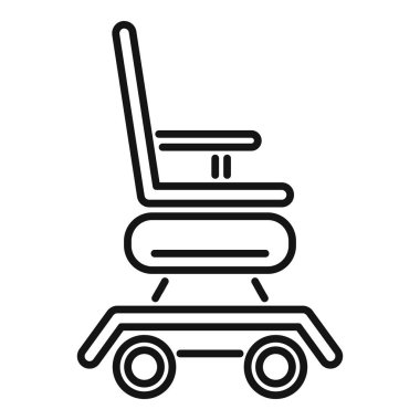 Hareket kabiliyetini ve asist teknolojisini vurgulayan motorlu tekerlekli sandalyenin çizgi sanat simgesi