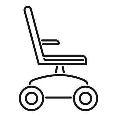 Çalışma alanında rahat ve hareketliliği temsil eden tekerlekli bir ofis sandalyesinin basit bir simgesi