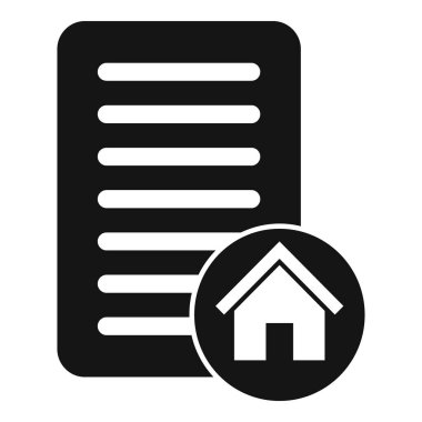 İmzalanan bir emlak sözleşmesini temsil eden siyah beyaz simge