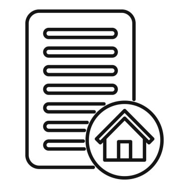 Bir ev satın almak için kontrol listesini sembolize eden bir belgenin minimalist simgesi