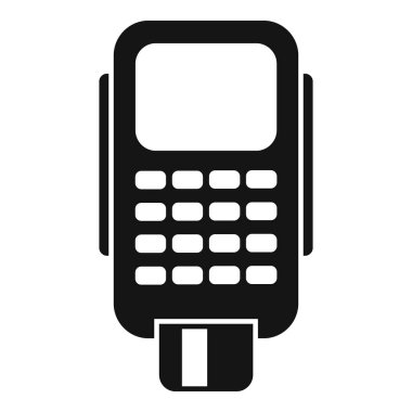 Kredi kartı kabul eden bir ödeme terminalinin siyah beyaz simgesi