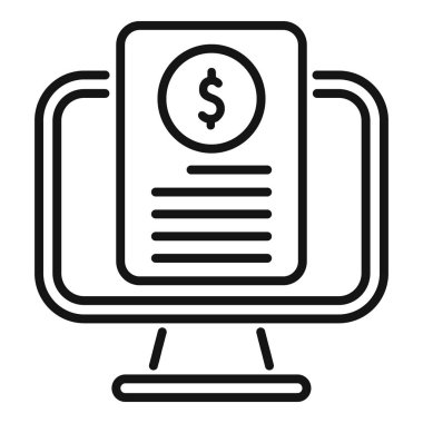 Çevrimiçi ödemeyi temsil eden bir masaüstü bilgisayarında görüntülenen bir çevrimiçi faturanın satır resim simgesi