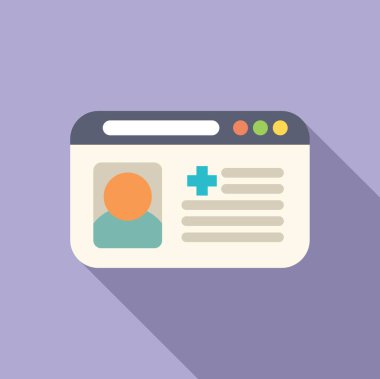 Web sitesinde çapraz simgeli hasta profili gösteren çevrimiçi tıbbi danışma hizmeti kavramı