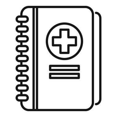 Tıbbi kayıt defterini temsil eden basit satır simgesi, sağlık hizmetleriyle ilgili web siteleri veya uygulamalar için idealdir