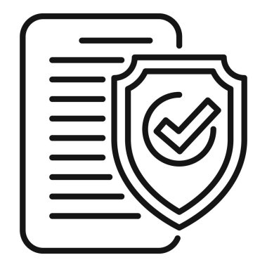 Bir belgeyi koruyan, veri koruması ve güvenliği sembolize eden bir kalkanın satır simgesi